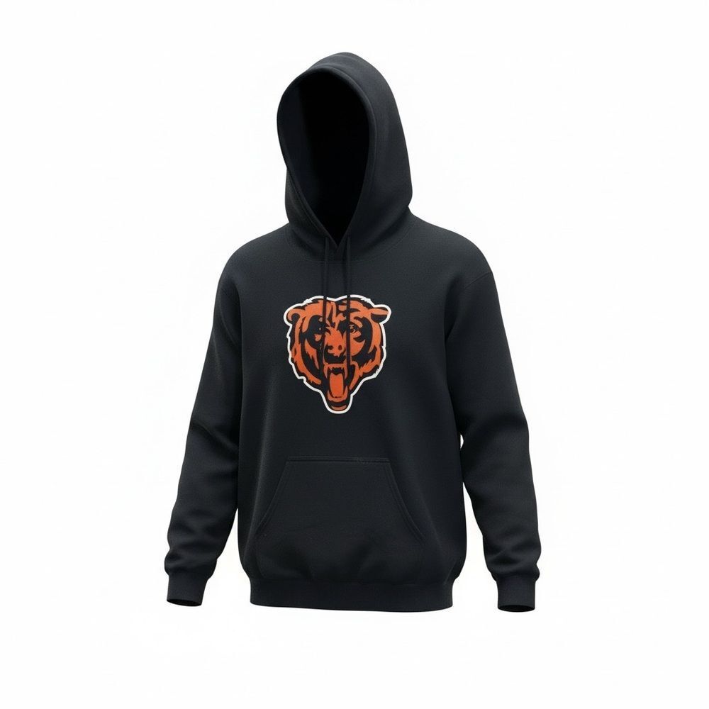 Team Apparel Black Chicago Bears Hoodie with Orange Bear Logo